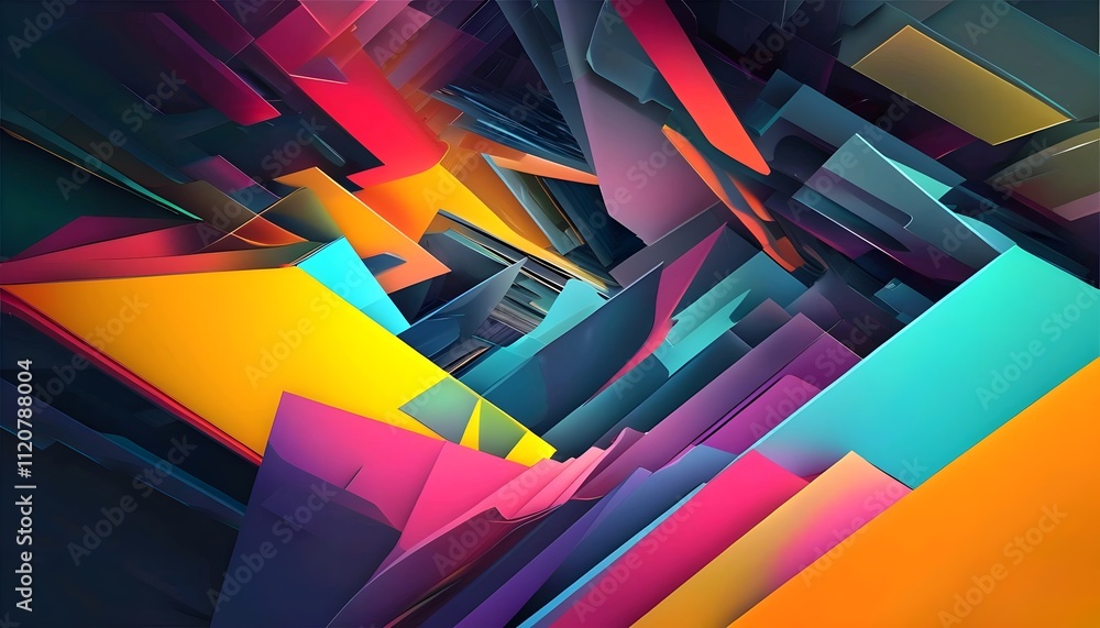 Aufkleber colorful geometric background with squares and lines featuring a 3d wave design in a bright rainbow 