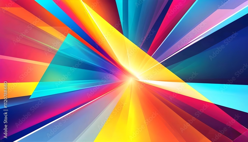 Poster vivid abstract rainbow background with colorful lines and bursts of light in a bright and psychedeli