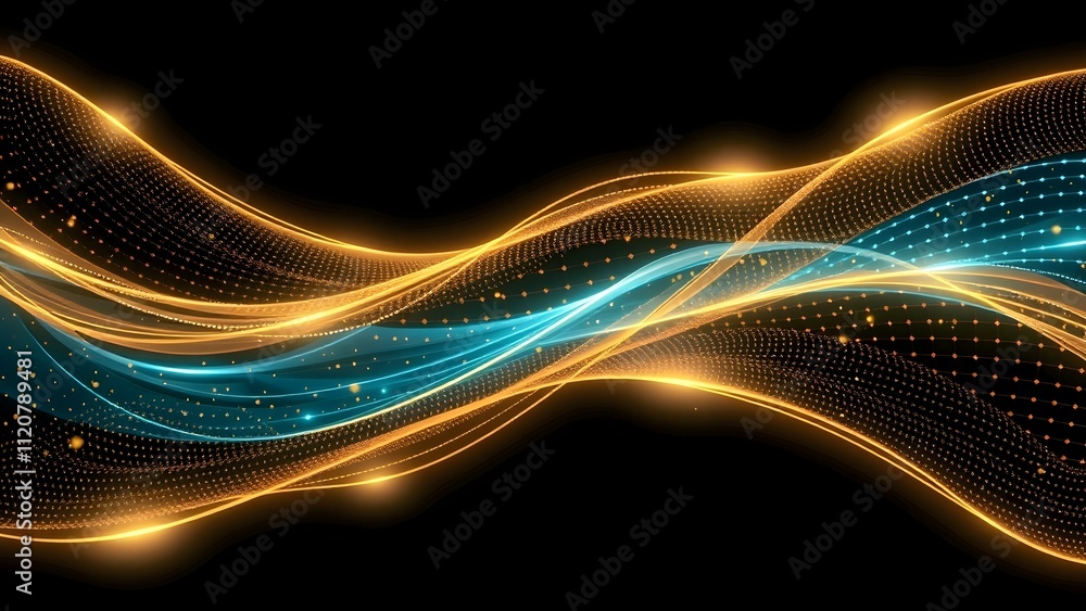 Aufkleber futuristic fractal realms with glowing wave energy and dynamic patterns