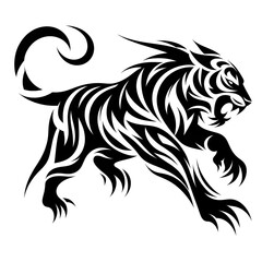 A powerful tiger represented in a bold tribal design.
