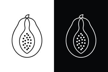 Effortless Elegance. Papaya Icon Vector Designs in Black and White Themes