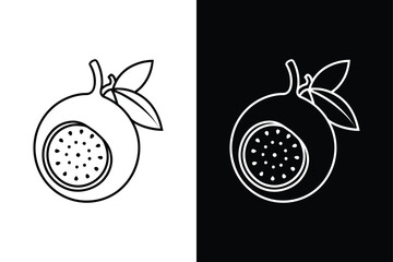 Sleek Simplicity. Outline Passion Fruit Vector Icons for Black and White Designs