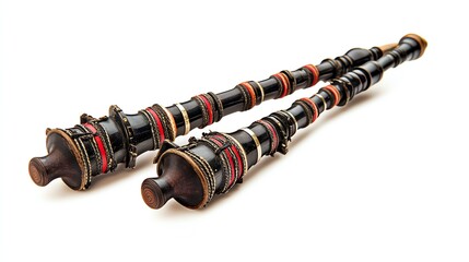 Traditional wooden musical instruments beautifully crafted.