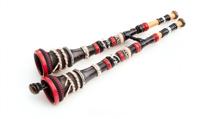Traditional wooden musical instruments with intricate designs.