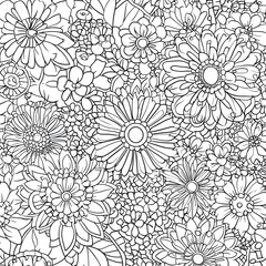 Creative 2D Doodle Floral Illustrations Text Space for Versatile Designs, Greeting Cards, Invitations