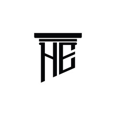 HE monogram logo design letter text name symbol monochrome logotype alphabet character simple logo