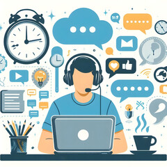 illustration of a person working on laptop