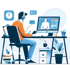 illustration of a person working on laptop