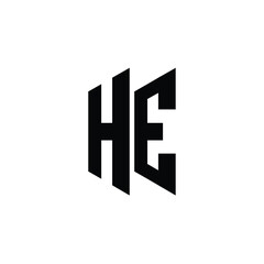 HE monogram logo design letter text name symbol monochrome logotype alphabet character simple logo