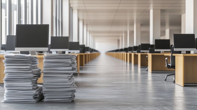 Overwhelming Paperwork, A Modern Office's Silent Struggle.