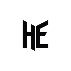 HE monogram logo design letter text name symbol monochrome logotype alphabet character simple logo