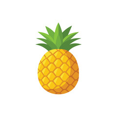 Pineapple fruit isolated flat vector illustration on white background