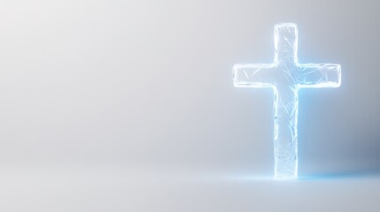 Fototapeta premium A glowing, translucent cross against a minimalistic background.