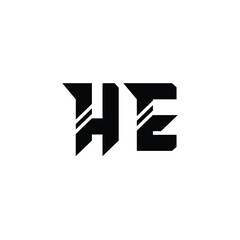 Obraz premium HE monogram logo design letter text name symbol monochrome logotype alphabet character simple logo