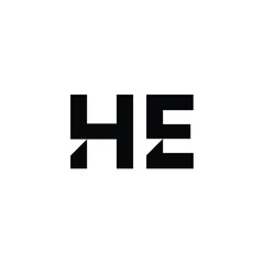 Obraz premium HE monogram logo design letter text name symbol monochrome logotype alphabet character simple logo