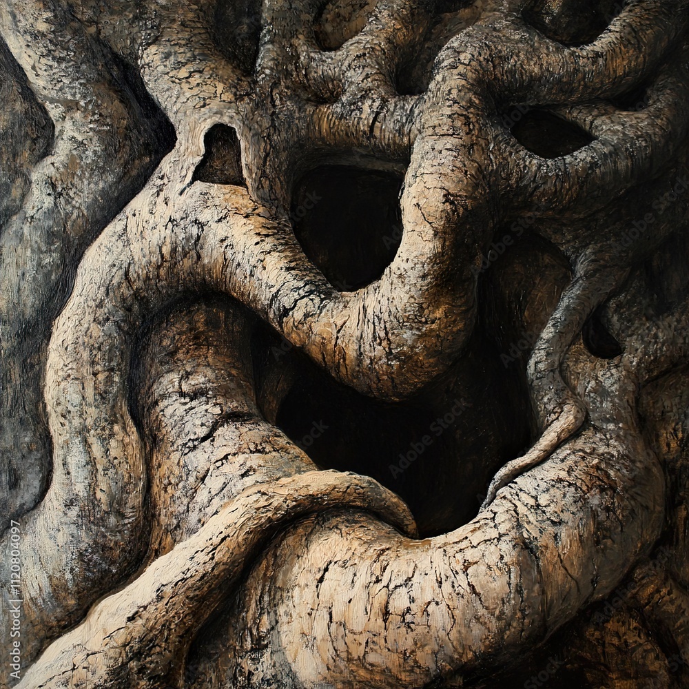 Wall mural intricate tree roots: a study in texture and form