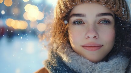 Portrait of a Beautiful Young Woman in Winter: Capturing Seasonal Elegance
