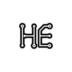 HE monogram logo design letter text name symbol monochrome logotype alphabet character simple logo
