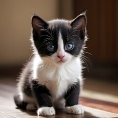 Adorable and Loving Black and White Kitten with a Heartwarming Personality
