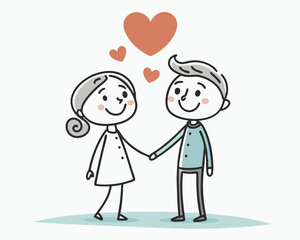 Couple with Heart Illustration Featuring Family and Love with Wedding, Child, Balloon, and Romance Elements