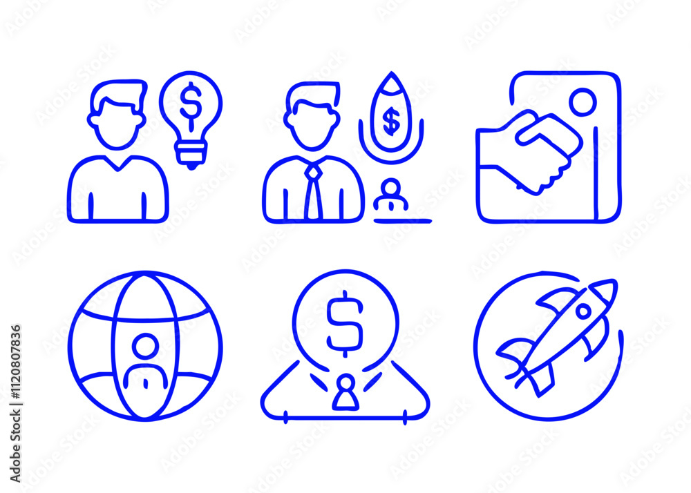 Poster set of business and communication icons for teamwork and web design