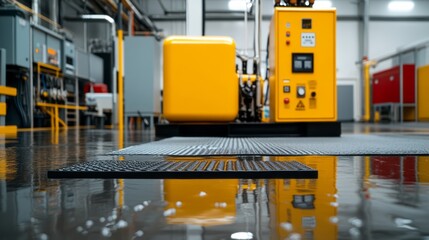 Demonstration of insulated rubber mats in a setup environment.
