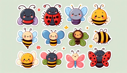 Naklejka premium Cute pre-school animal sticker sets, Fish, Birds, Lizards, geckos, bears, wolves, dogs, cats, elephants, farm animals vector illustration for kids