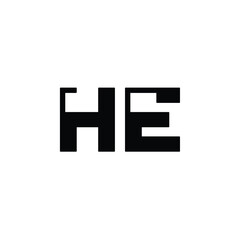 HE monogram logo design letter text name symbol monochrome logotype alphabet character simple logo