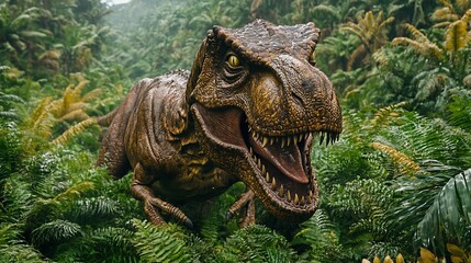 Obraz premium Tyrannosaurus Rex in lush jungle.