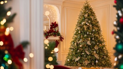 A warmly lit, elegantly decorated room bathed in soft, golden tones