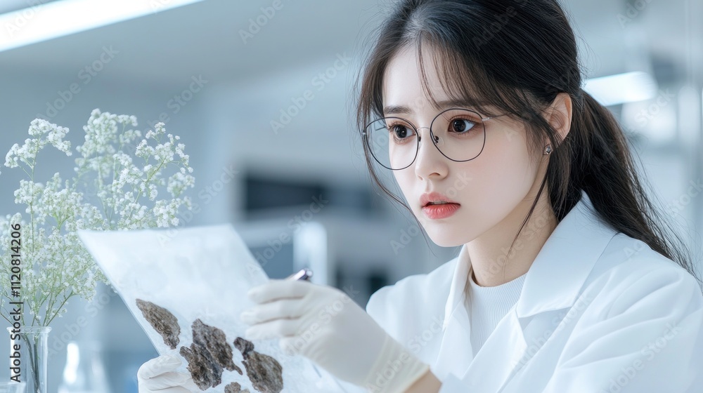 Aufkleber a focused scientist examining samples in a laboratory setting.