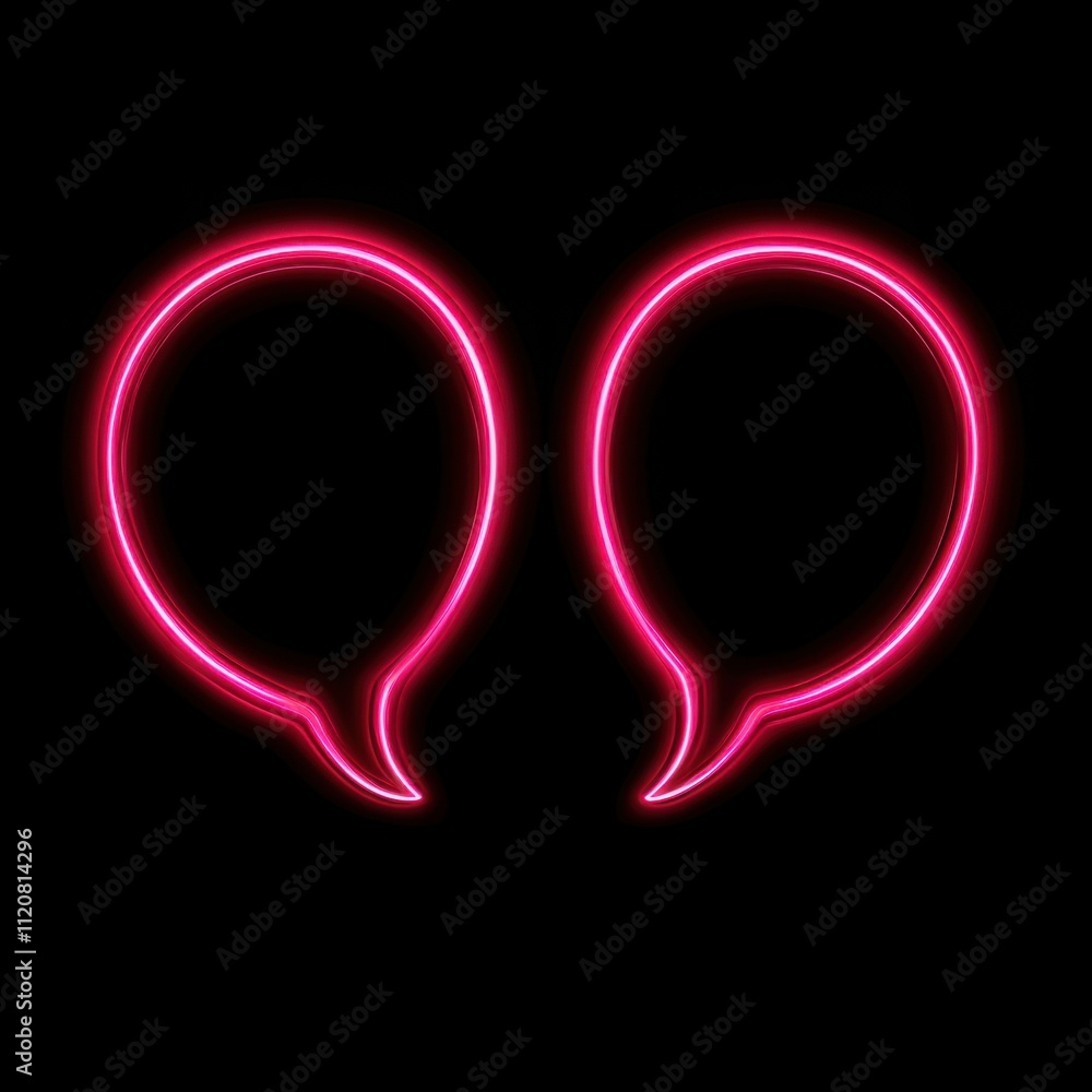 Aufkleber neon light speech bubbles in pink color against dark background for creative communication and moder