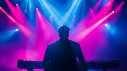 Silhouette of a musician performing a concert