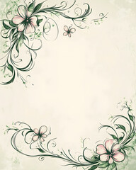 Obraz premium Creative 2D Doodle Floral Illustrations Text Space for Versatile Designs, Greeting Cards, Invitations