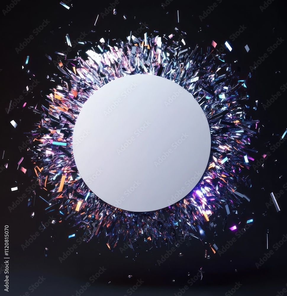 Poster abstract circular design with colorful shards.