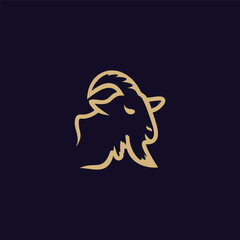 goat head flat design icon logo