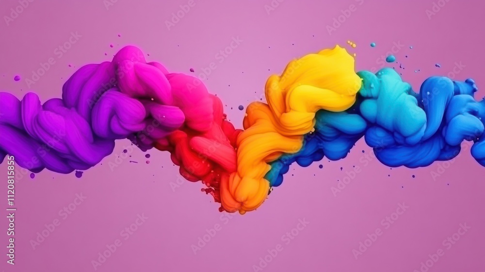 Aufkleber colorful swirls of vibrant paint create an abstract display of fluid motion and energy against a sof