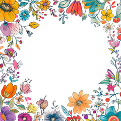 Creative 2D Doodle Floral Illustrations Text Space for Versatile Designs, Greeting Cards, Invitations