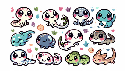 Cute pre-school Sticker sets, animals, Fish, reptiles, Farm animals, pets, bears, jellyfish, rabbit vectors illustation for kids