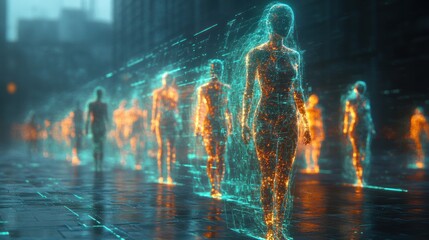 Futuristic Network Visualization of Interconnected Health Services in Cyberpunk Style