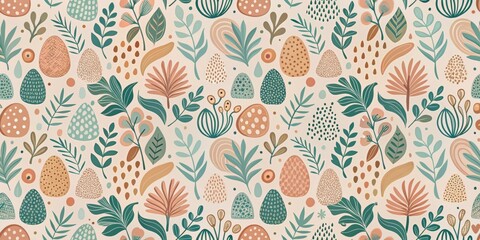 Abstract organic shapes seamless pattern in pastel boho style for home decor, abstract, organic, shapes, seamless