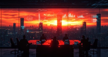 Business Professionals in Meeting with Statistical Data Analysis