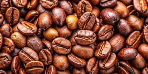Fototapeta premium Close up of fresh coffee beans with rich color and texture, coffee beans, fresh, close up, background, brown, aromatic