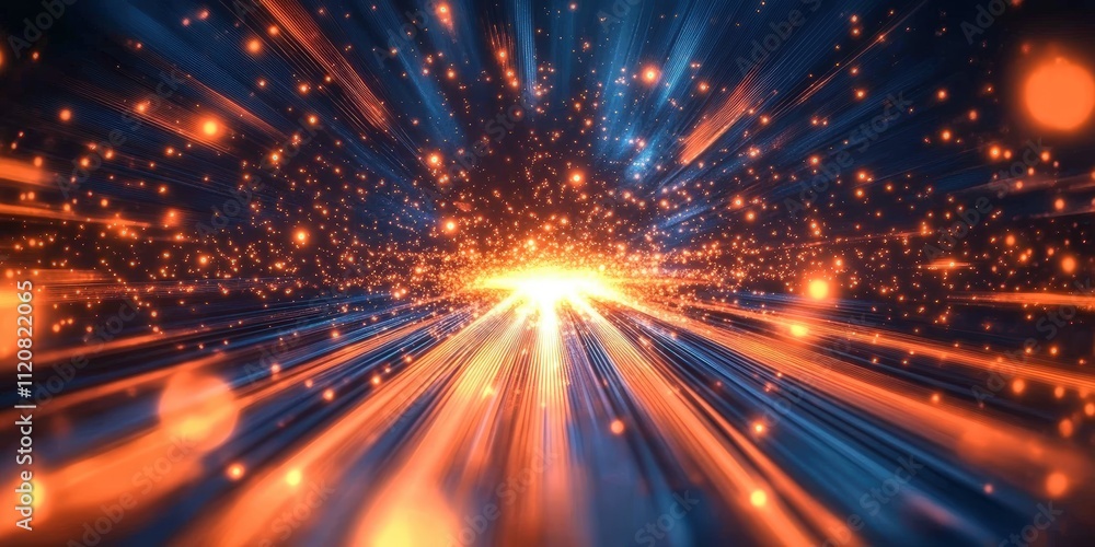 Poster colorful abstract background featuring dynamic light lines, glowing particles, and vibrant colors cr
