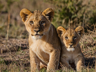 Fototapeta premium lioness cubs