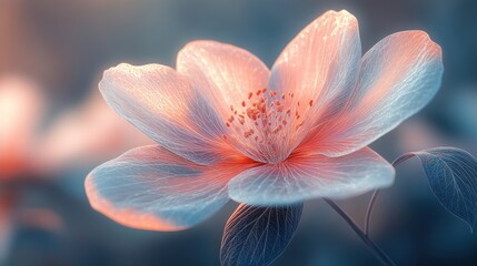 Abstract Floral Wireframe Flower Composition with Soft Ambient Lighting and Pastel Colors