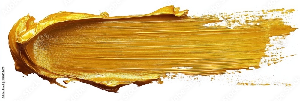 Poster bright golden paint stroke on white background with soft texture and artistic appearance ideal for b