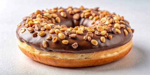 Chocolate candy bar doughnut topped with peanuts, chocolate, candy, bar, doughnut, peanuts, sweet, dessert, treat, indulgent