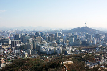 Seoul city view from inwangsan mountain, Seoul, South Korea