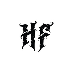 Fototapeta premium HF monogram logo design letter text name symbol monochrome logotype alphabet character simple logo